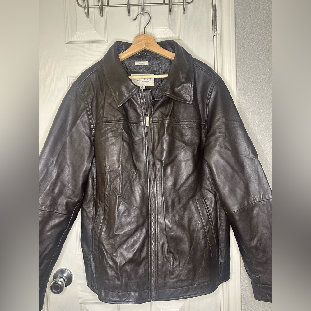 ✨ VINTAGE Perry Ellis Portfolio Lambskin Leather Jacket Oversized Women’s Fit ✨